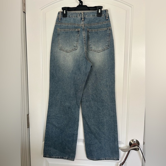 Oak & Fort Medium 90s Acid Wash Distressed High Rise Straight Jeans size small - Picture 2 of 11